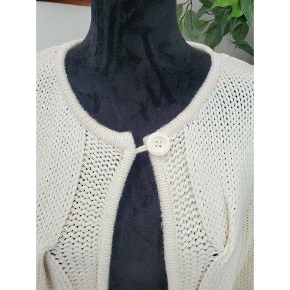 Coco + Capers Women's Ivory 100% Acrylic Long Sleeve Open Front Long Cardigan L - Picture 5 of 12